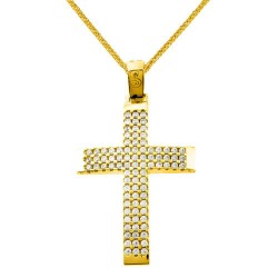 Χρυσός βαπτιστικός σταυρός Κ14 με αλυσίδα